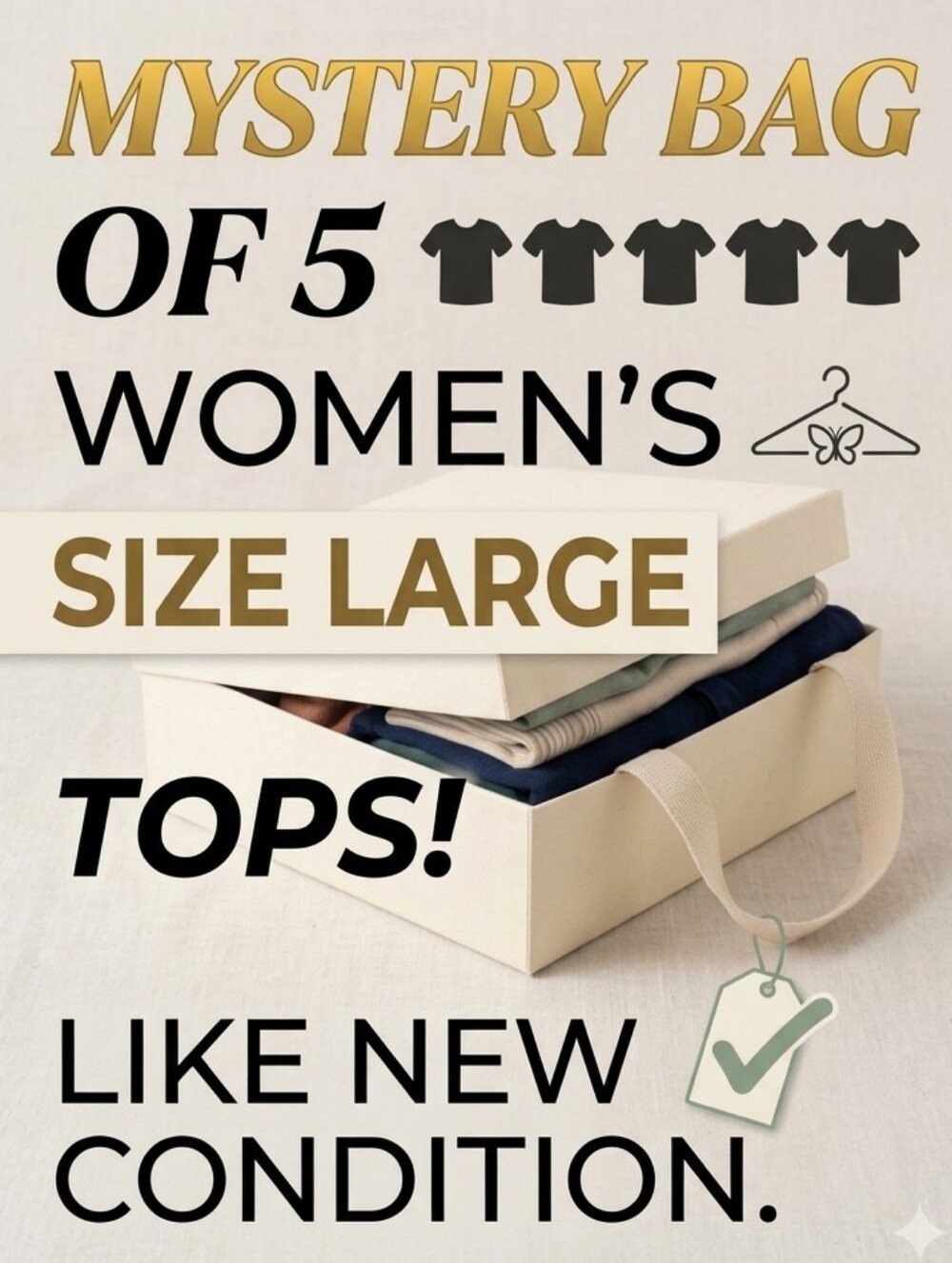 Women's Tops Bundle - Size Large - Lot of 5 MYSTERY BOX Of Unlisted Items!